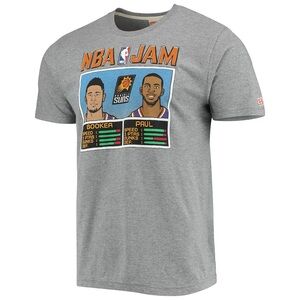 Homage Booker & Chris Paul Heathered Charcoal Phx Suns NBA Jam Tri-Blend T-Shirt